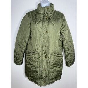 J. Crew Olive Green Quilted Cocoon Signature Puffer Jacket PrimaLoft Women Small